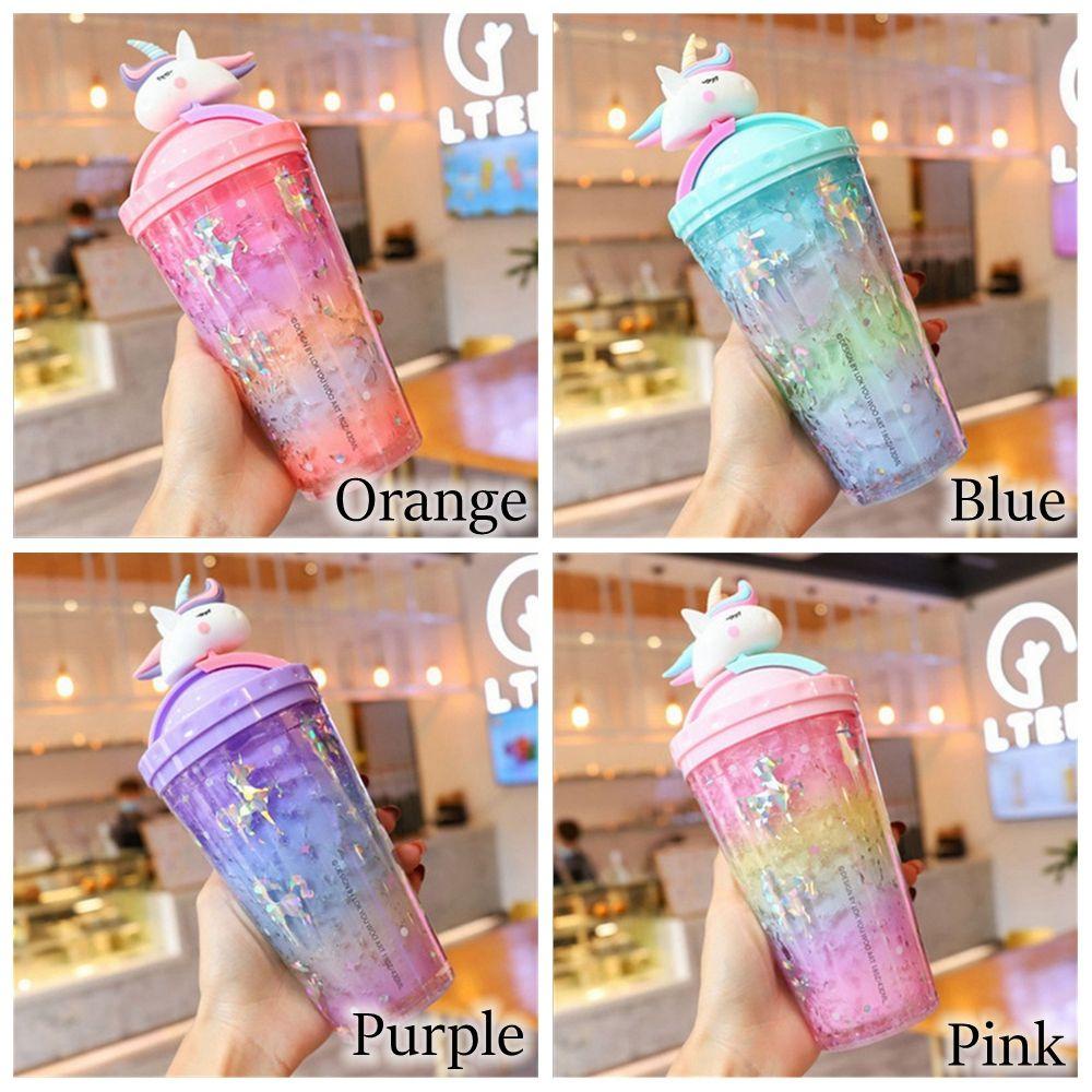 R-FLOWER 450ml Unicorn Water Cup Gift Peralatan Minum Portable Reusable