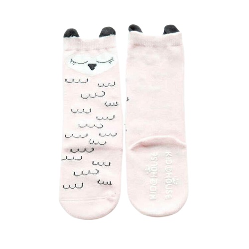 KAOS KAKI BAYI PANJANG DENGKUL LUCU IMUT TEBAL UNIK / KOREAN SHOCK BATITA BALITA-Owl Pink M