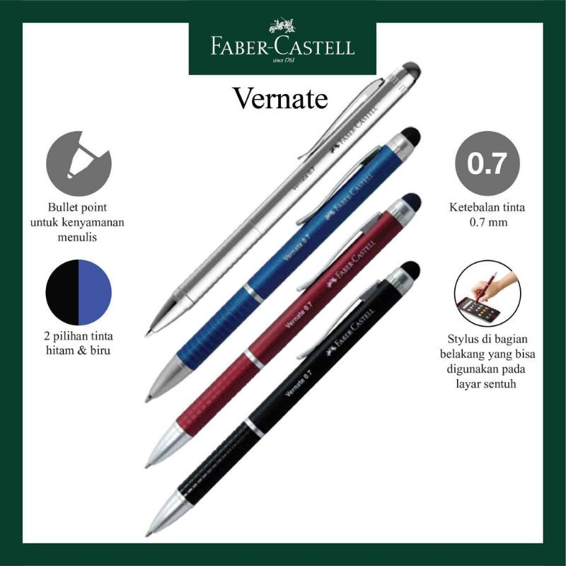 Jual Faber-Castell Stylus Ballpoint Pen Vernate 0.7 Faber-Castell ...