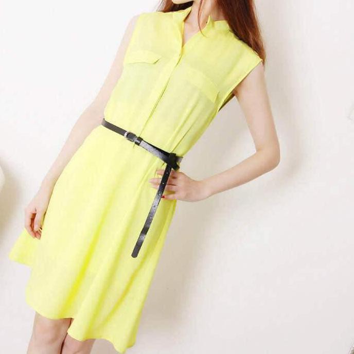 dress kuning fashion wanita terusan baju you can see party