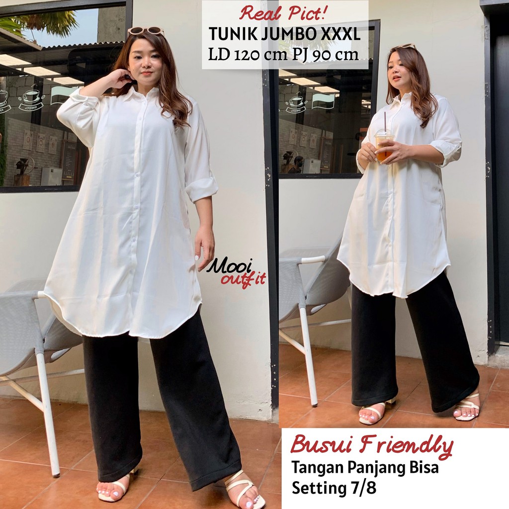 Mooi Outfit - TUNIK KEMEJA POLOS JUMBO MURAH 3xl 4xl / TUNIK WANITA JUMBO / TUNIK JUMBO LD 110 120 130 KEKINIAN TERBARU