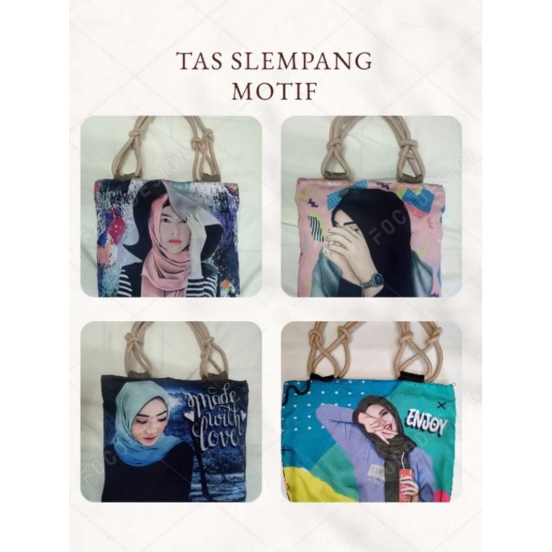 TAS SELEMPANG KAIN KANVAS MOTIF