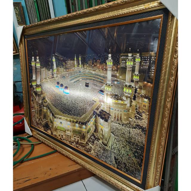 FREE ONGKIR KALIGRAFI MAKKAH KABAH Lampu + murotal mp3 full 30 juzz