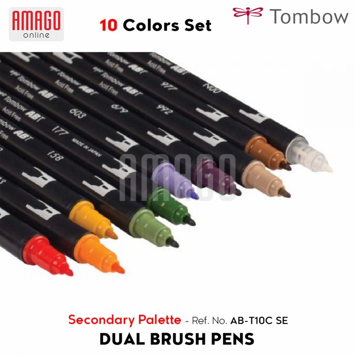 TOMBOW Dual Brush Pens - Secondary Palette of 10 colors - AB-T10C SE