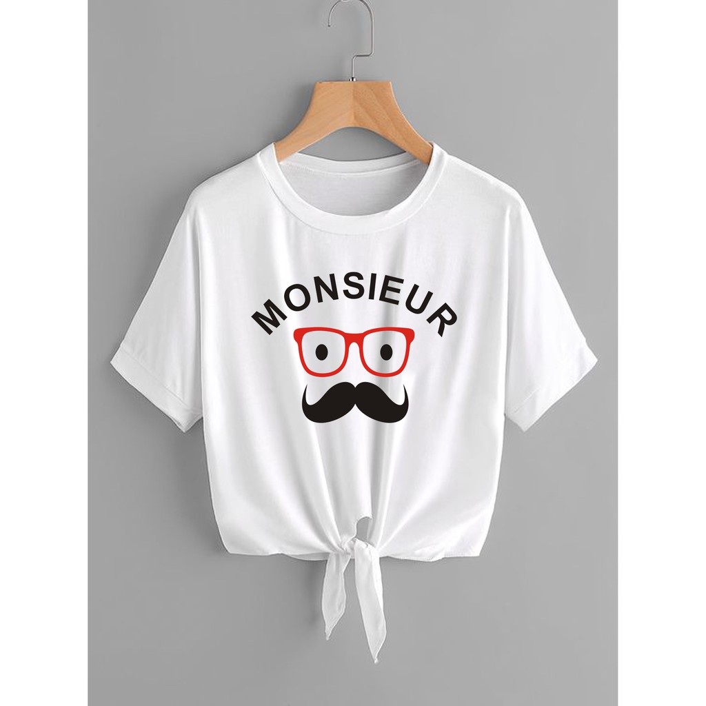 Bess - Kaos Crop Tali Wanita Murah / Crop Tied Tee Wanita MOUSE ( 1kg = 7pc )