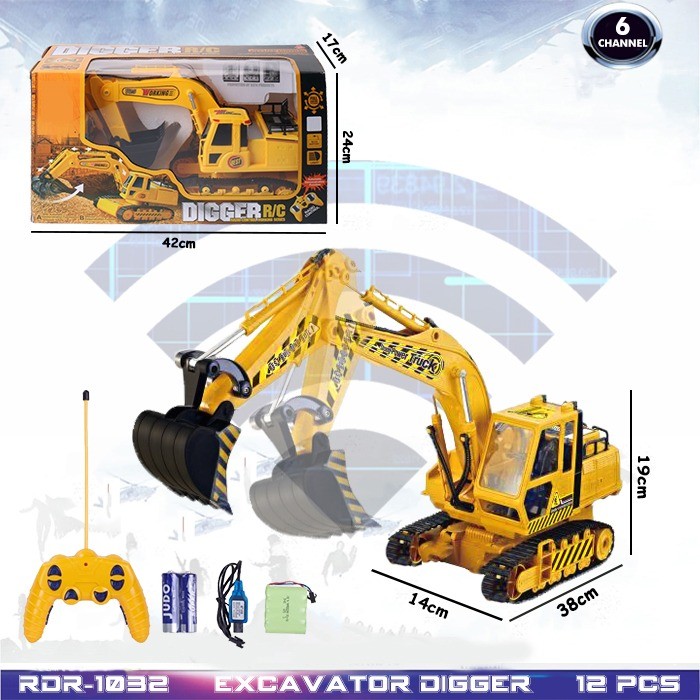 GROSIR RDR1032 RC Excavator Mobil Keruk Beko Mainan Anak Mobilan Remote