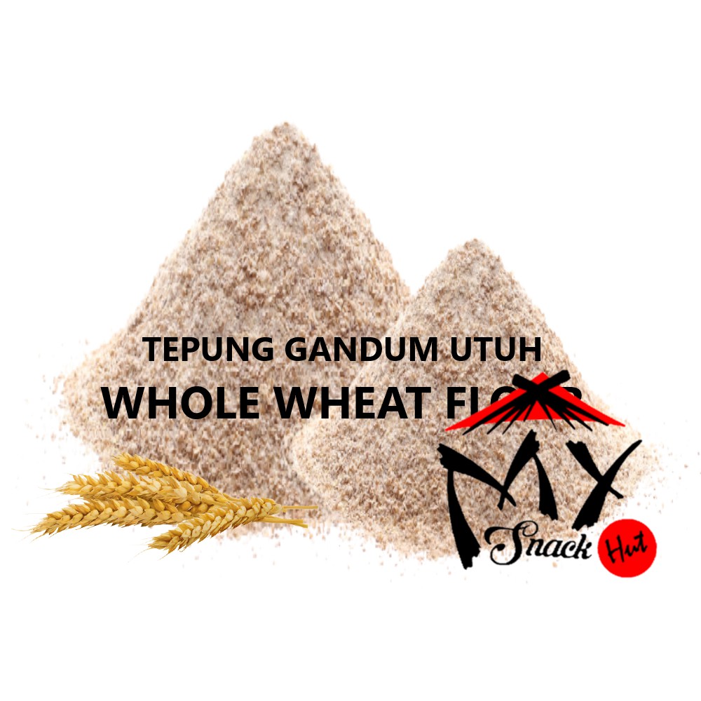 WHOLE WHEAT FLOUR 100GR - TEPUNG GANDUM UTUH ROTI KUE BISCUIT MURNI WHOLE GRAIN WHEAT MEAL HALAL MUI