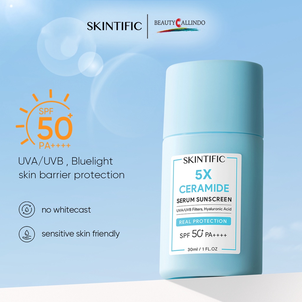 SKINTIFIC 5X Ceramide Serum Sunscreen SPF50 PA++++ Skincare Sunblock Untuk skin barrier rusak kulit sensitif 30ml