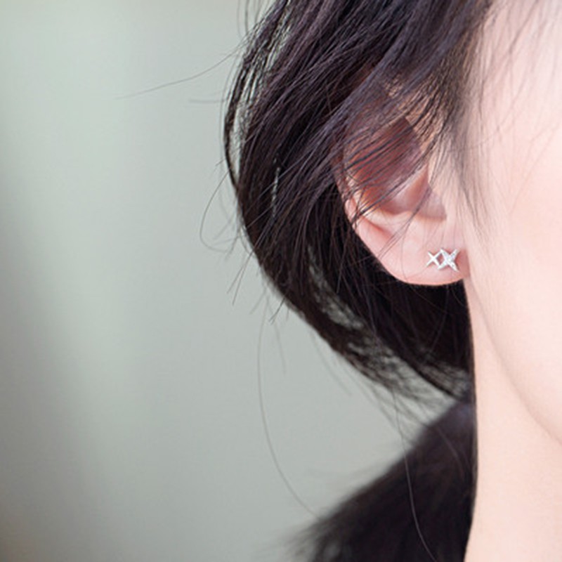 925 anting perak sterling anting-anting wanita dengan perhiasan fashion berlian