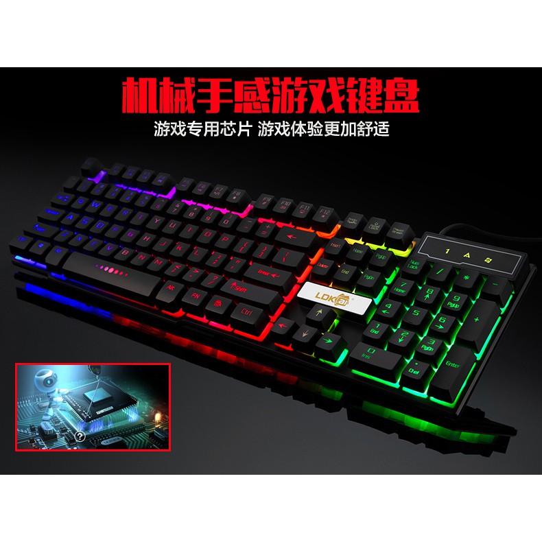 Keyboard USB Kabel Dengan Lampu RGB