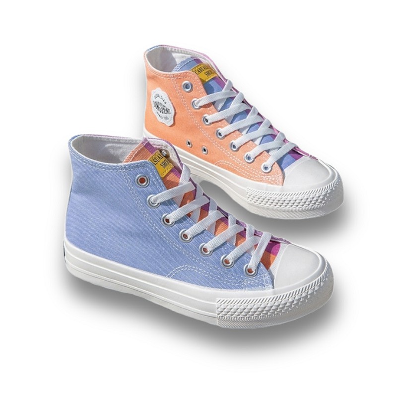 G88 MALL / Sepatu Sneakers Kanvas Berubah Warna Sinar Matahari UV Light Putih Wanita Import 224