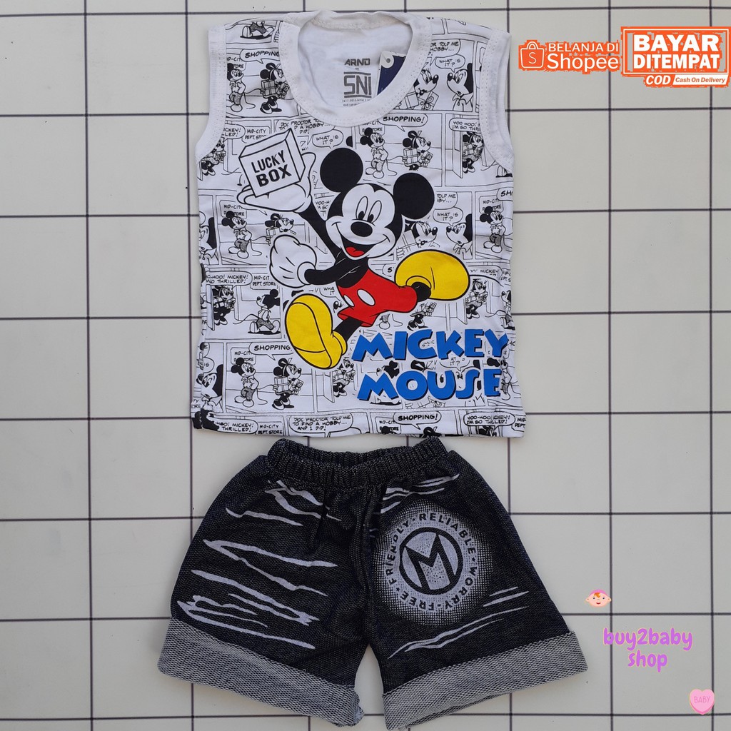 Setelan kaos/singlet celana pendek motif komik Arno Kids usia 3-12 Bulan 1 PCS