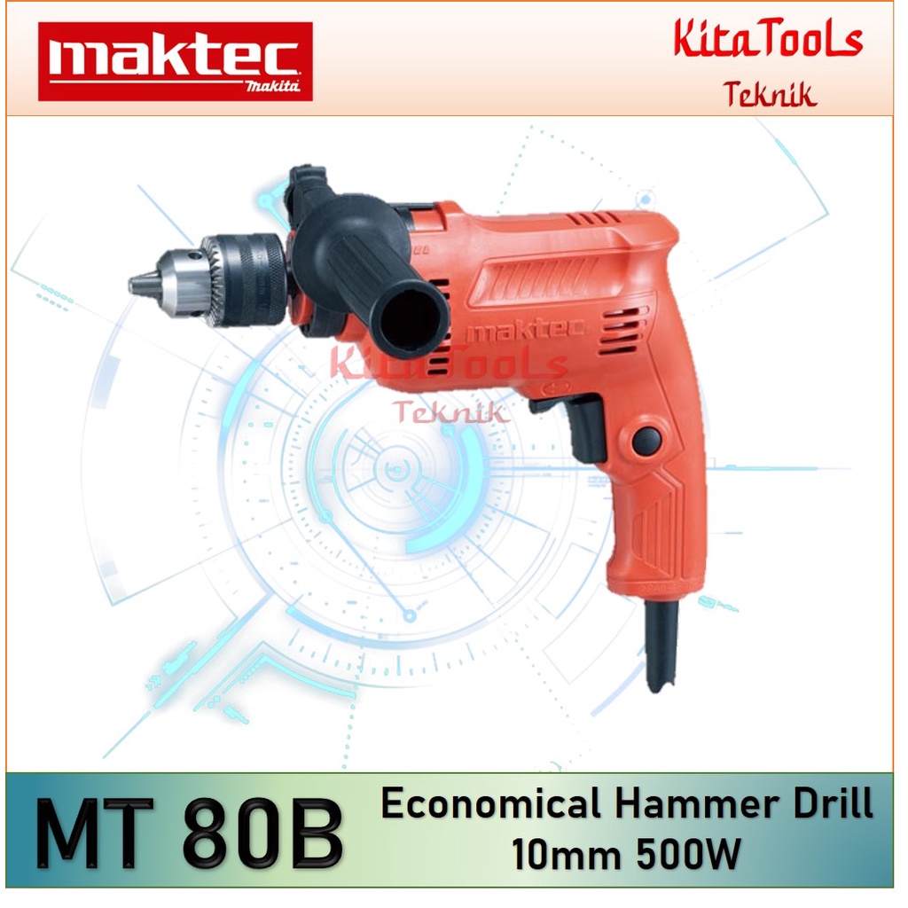Maktec MT 80 B MT80 Mesin Bor Economical Hammer-Drill 13mm 500 W