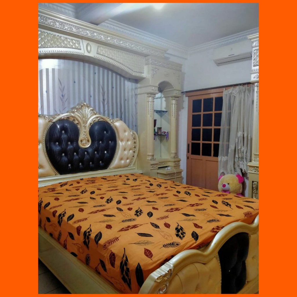 Sprei Batik motif daun jatuh Besar Ukuran 180x200cm 4 Sarung Bantal 2 Sarung Guling