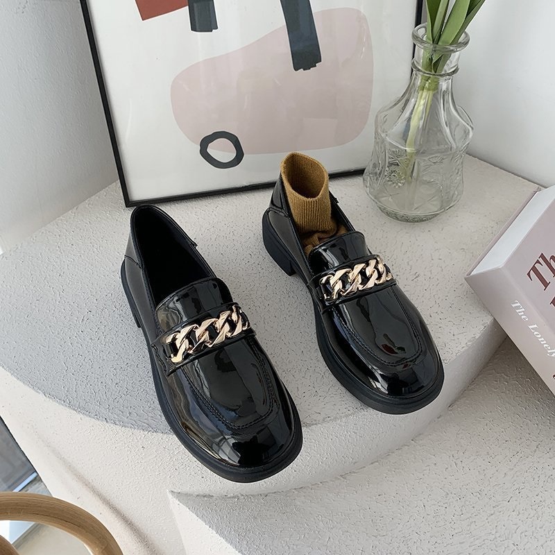 LUMMYSHOP SEPATU WANITA UNITY CHAIN LOAFERS BLACK IMPORT PREMIUM