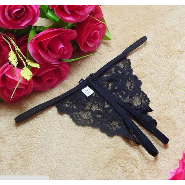 Victoria G-String Wanita Lace Transparan Open Celana Dalam Panties Import 3040