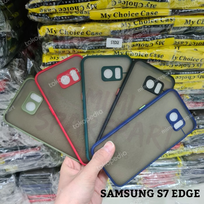 SAMSUNG S7 EDGE - CASE DOVE + KAMERA MATTE TRANSPARAN FUZE MACARON /Crown