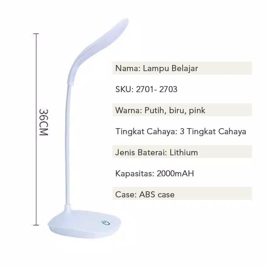 Lampu Belajar Meja Duduk Rechargeable Touch button Portable Charge Usb LED lamp V-002 Anak Sentuh