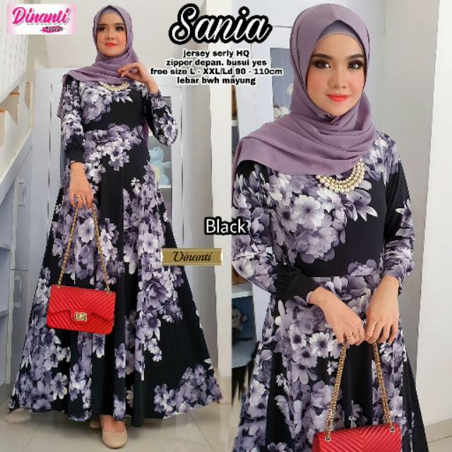 Sania Dress/ Gamis Bunga- Bunga / Dress Elegan