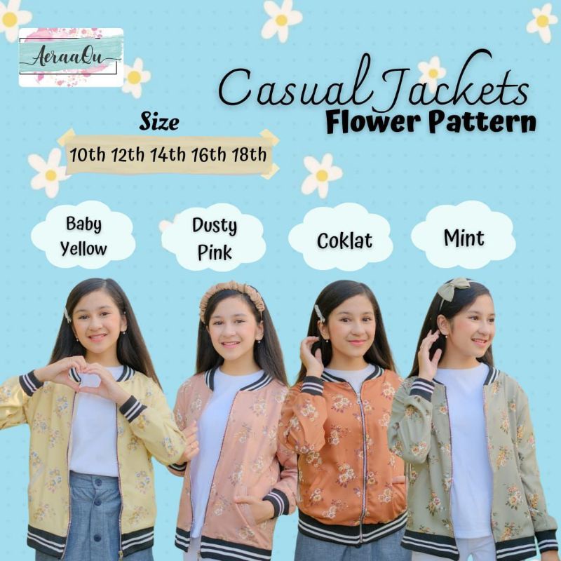 Casual Jacket Flower Pattern Jaket Aeraaqu