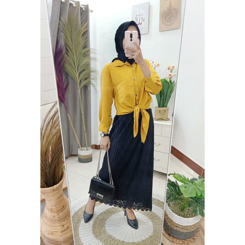 PLAIN KEMEJA PUSATGROSIR_SOLO/ BASIC TOP MOSSCREPE PREMIUM-PLAIN KMJ MUSTARD