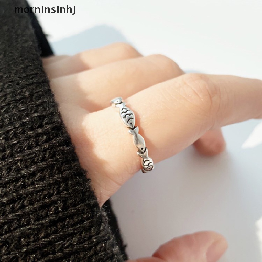 Mornin Cincin Tunangan Vintage Bentuk Ikan Warna Silver Untuk Wanita