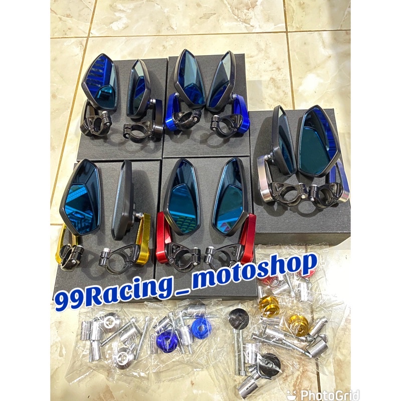 Spion oval ber end universal untuk semua motor bisa boss KACA BIRU