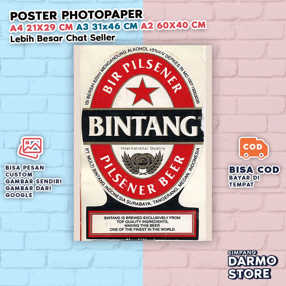 Poster Logo Bintang Bir Hiasan Dinding Hypebeast Hypebis Beer Local Hype Logo Trending Pajangan Anak