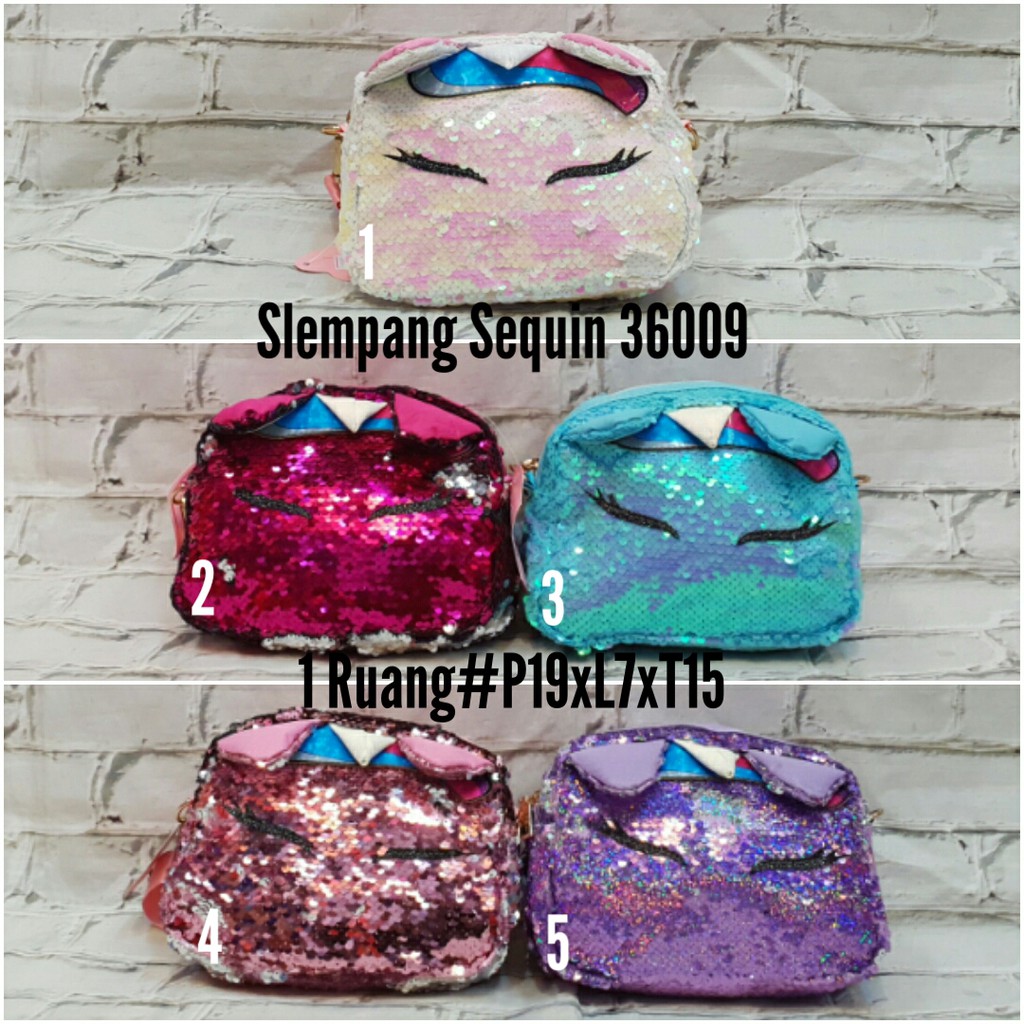 tas slempang sequin unicorn poni