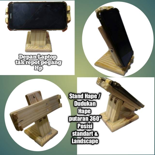 Dudukan hp Kayu Portabel