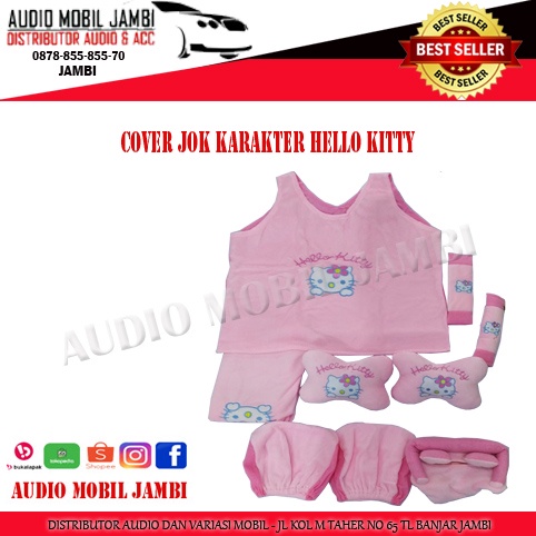 COVER JOK MOBIL SARUNG BAJU JOK MOBIL KARAKTER HELLO KITTY 5IN1