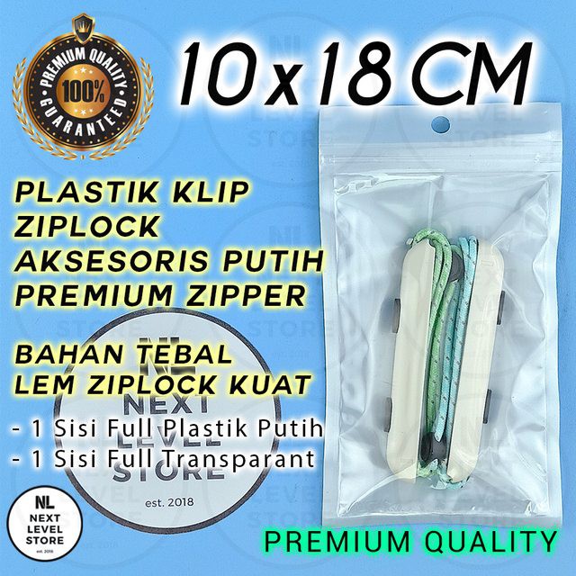 Plastik Klip Aksesoris 10x18 cm Ziplock Putih White Zipper Premium