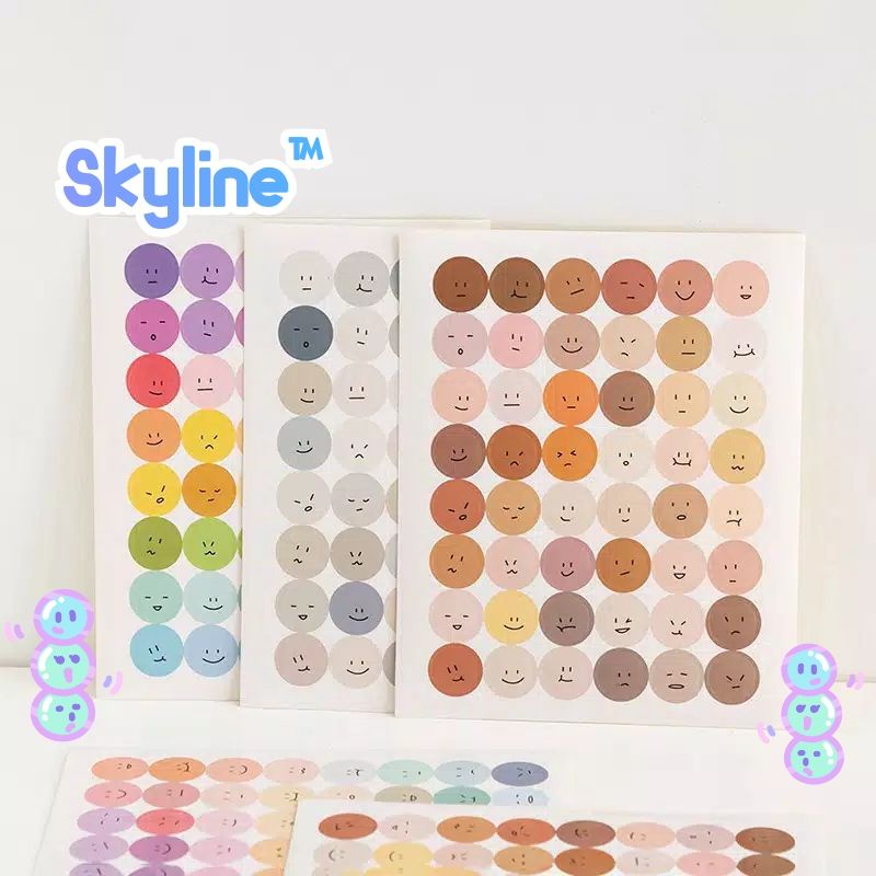 

Sticker Kiss Cut Scrap Book Journal Dengan Motif Emoji Face Isi 48Pcs