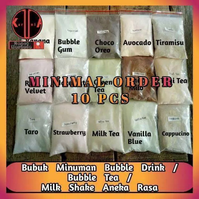 Serbuk Minuman Bubble Drink 15 Gram Rasa Red Velvet Taro Vanilla Latte Hazelnut Bubble