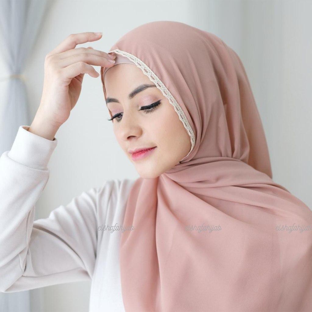 KERUDUNG PASHMINA TALI RENDA ELMA / JILBAB PASHMINA TALI CERUTI / HIJAB PASMINA BAHAN CERUTY