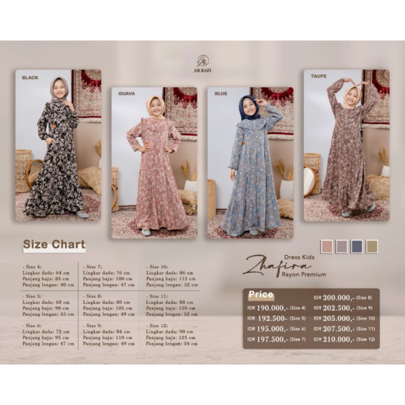 Arrafi Zhafira Dress Couple Kids | Gamis Anak Motif Original Arrafi