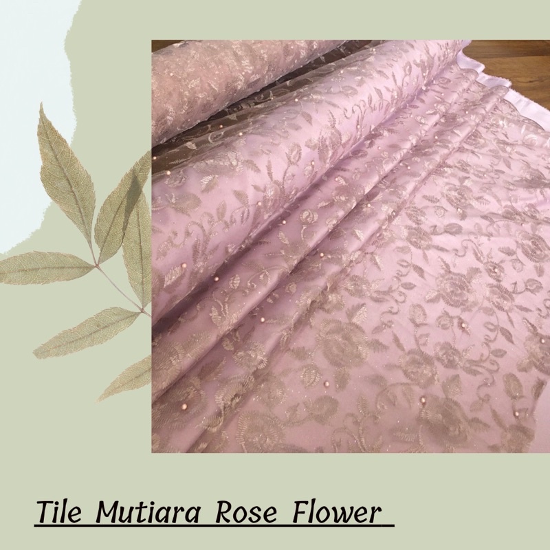 Kebaya Brokat Tile Mutiara Rose Flower Rose Gold Semi lavender