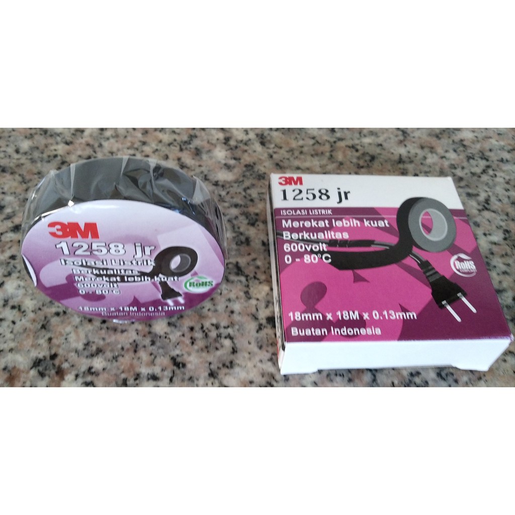 

3M ISOLASI LISTRIK 1258 JR ORIGINAL 1258jr Hitam 3M tape kabel ASLI