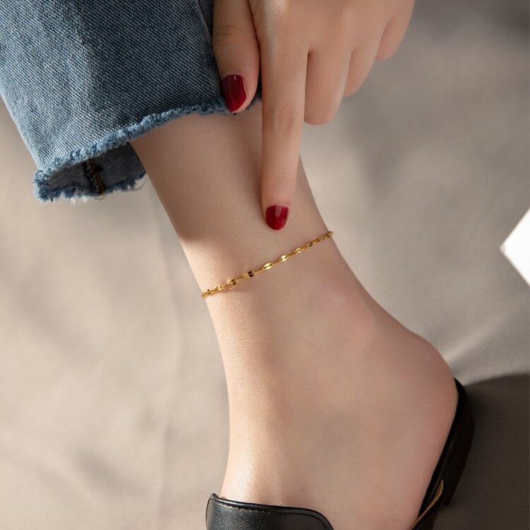 SEALOVE Gelang Kaki Wanita Titanium Anti Karat Perhiasan Fashion Emas 18k simple