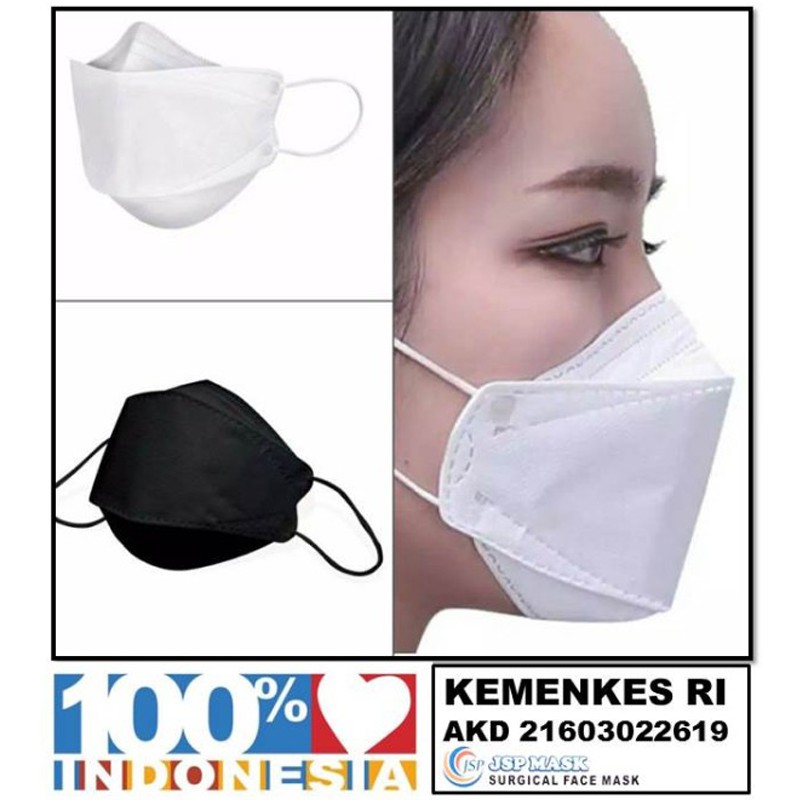 Masker Surgical Face Mask JSP Mask 3 Ply isi 25 pcs Free 2 Konektor  Model Convex Korea Evo