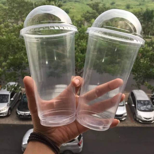 Cup Gelas PP 22oz Tutup Dome |Cup Gelas PP 22oz Tutup Cembung