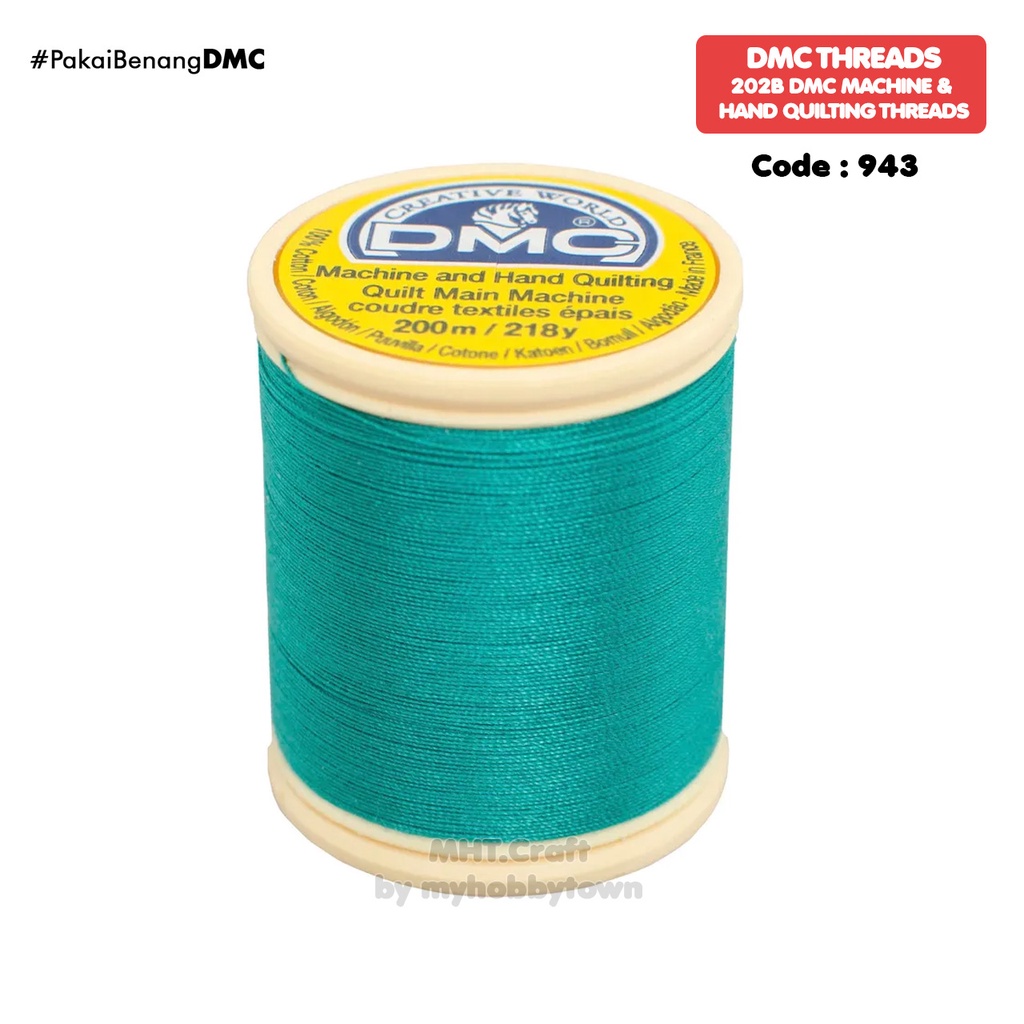 Benang Quilting Katun DMC Art 202B - 943 - Medium Aquamarine Hijau Biru