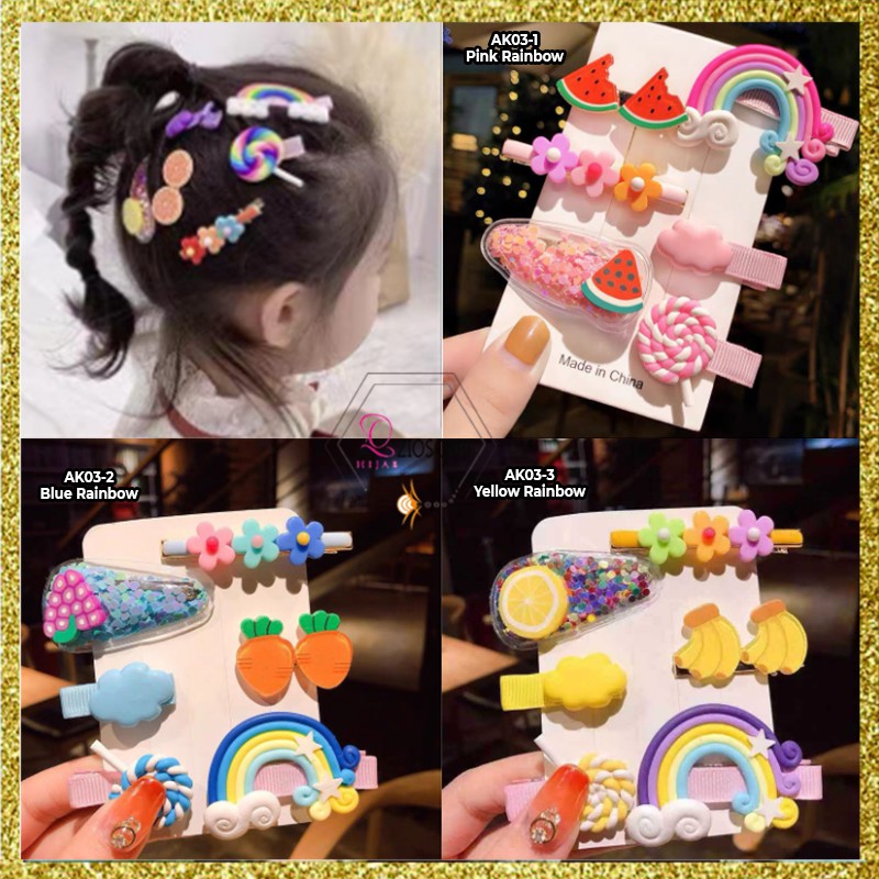 1 SET Jepit Rambut ANAK/JEPIT RAMBUT KARAKTER/HAIRPIN RAINBOW korea fashion jepit rambut wanita ak03