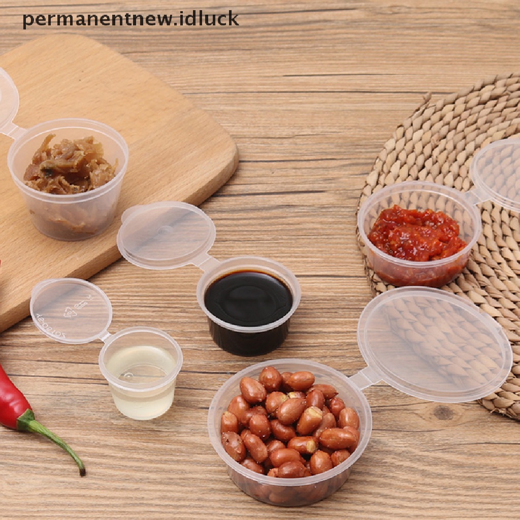 50 Pcs Kotak Penyimpanan Makanan Saus Bahan Plastik Ukuran 25ML Dengan Tutup