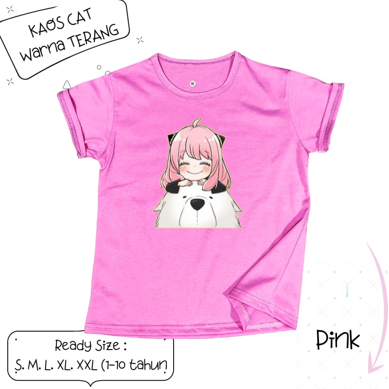 Baju Kaos Anak Cewek 3-12 tahun sampai Dewasa Jumbo &quot;ANYA&amp;BEAR&quot;