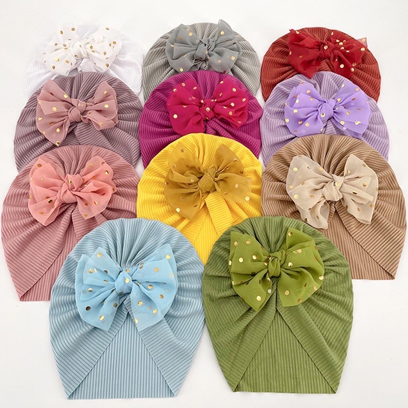 Turban Anak Bayi Import Polos Aksen Bunga