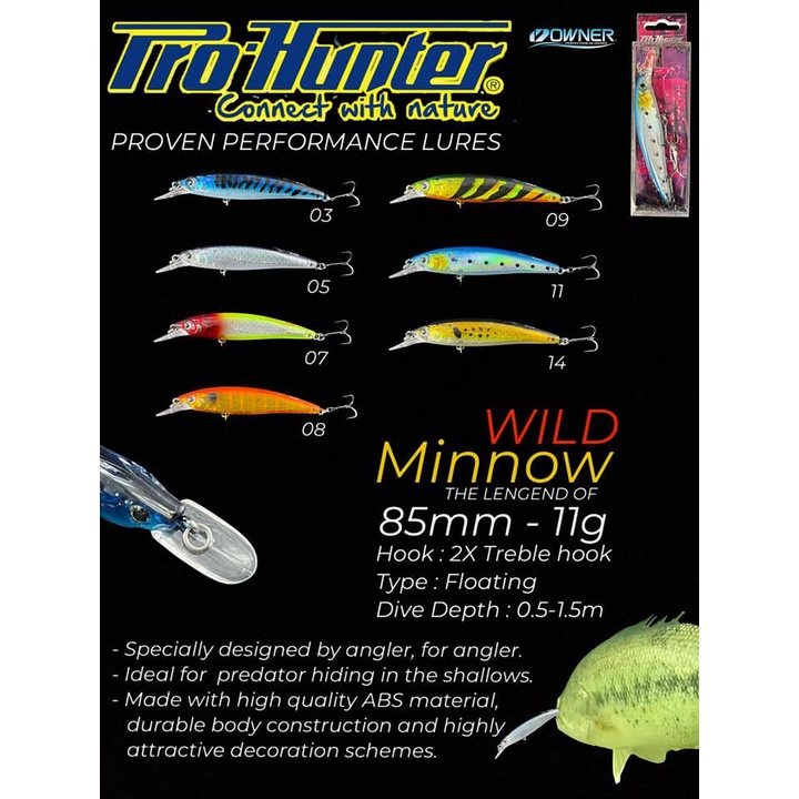 Lure PRO HUNTER WILD MINNOW (8.5cm / 11gram) Depth 0.5-1.5m