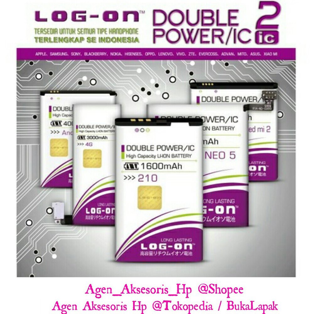 Baterai Advan i5C Duo 4G LTE Batre Advan i5C Lite Battery LOG-ON Double Power 2 IC 3750mAh