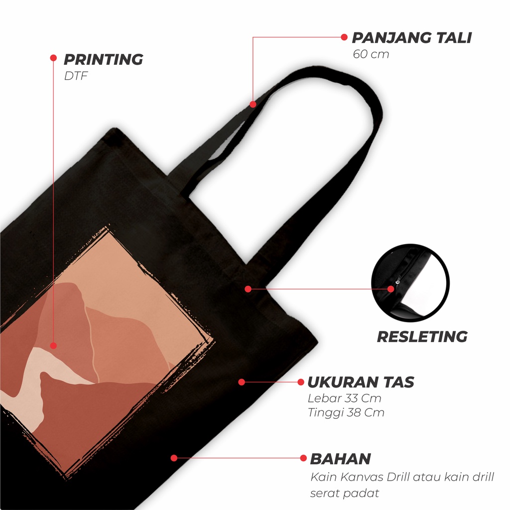 Sevine Totebag Tas Wanita Tote bag Resleting Fashion Nordic Style Black Series Hitam - NGN 6