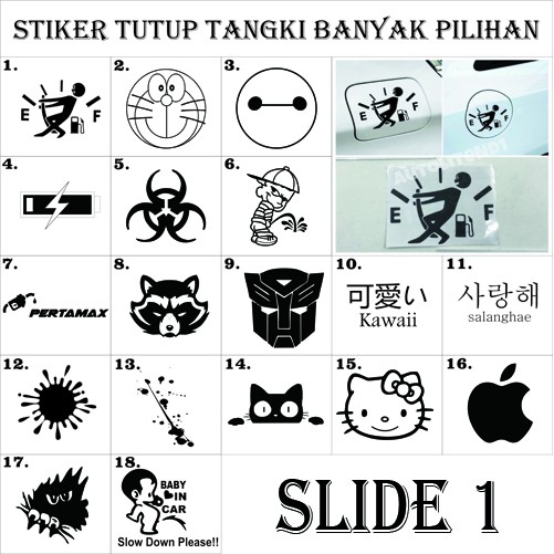 STICKER STIKER TUTUP TANGKI MOBIL LOGO UNIK LUCU